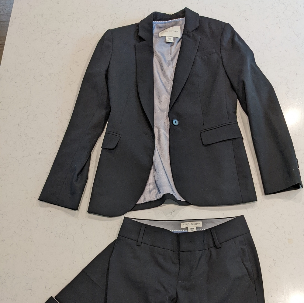 Banana Republic Black Wool Pant Suit
